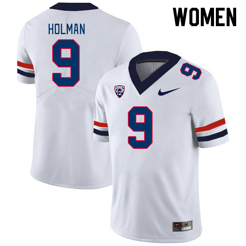 Women #9 Jackson Holman Arizona Wildcats College Football Jerseys Stitched-White - Click Image to Close
